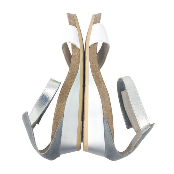 Naot Pixie Leather Wedge Ankle Strap Sandals White Silver EU 41 US 10-10.5 - Picture 8 of 15